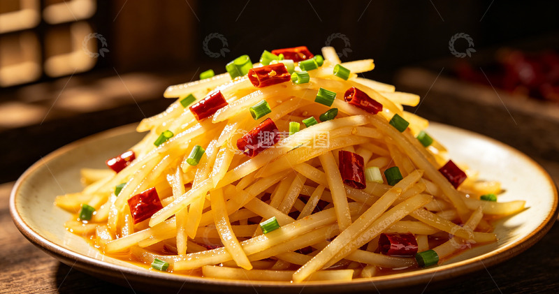 高清大图下载【趣麦麦图】家常土豆丝美食摄影