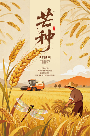 芒种遇见丰收的风节气海报