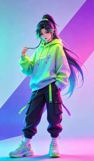动漫风格潮流服饰插画