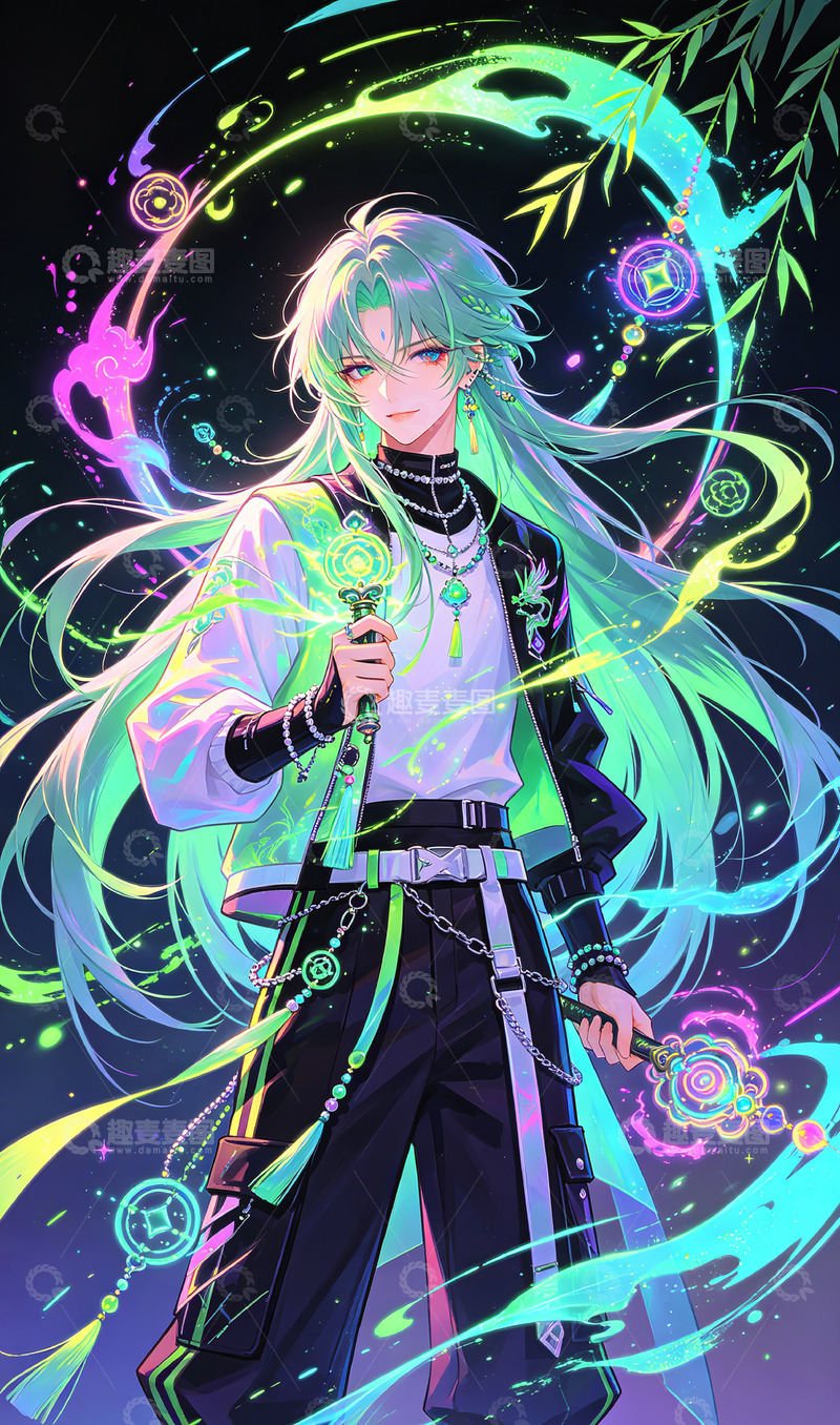 高清大图下载【趣麦麦图】动漫风魔法少年插画