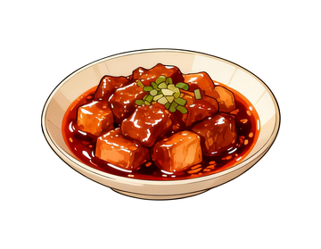 手绘风格中餐美食东坡肉