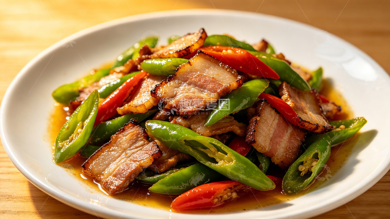 高清大图下载【趣麦麦图】中式炒肉片青椒红椒美食
