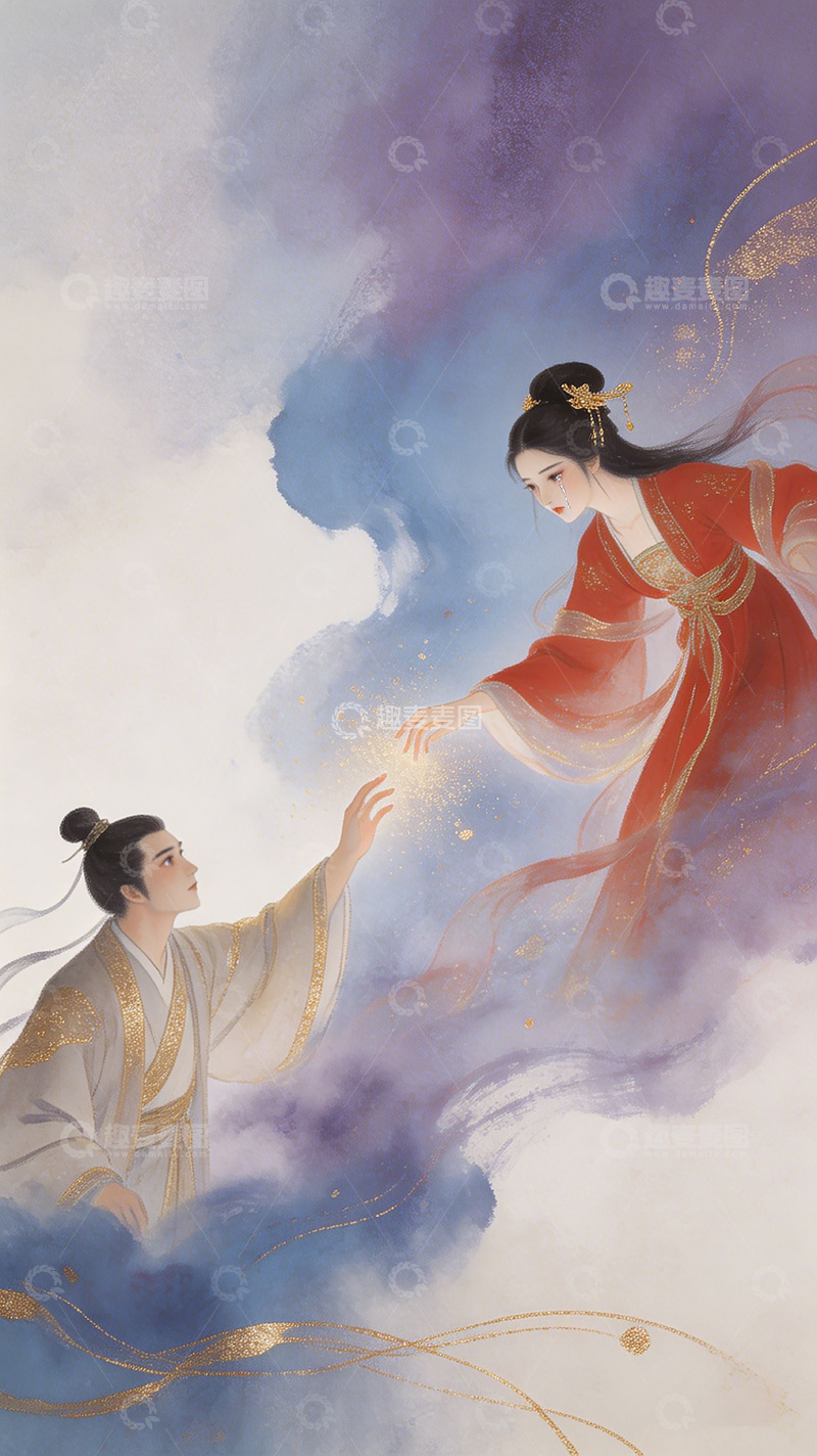 高清大图下载【趣麦麦图】-衣摆长袖被风吹起