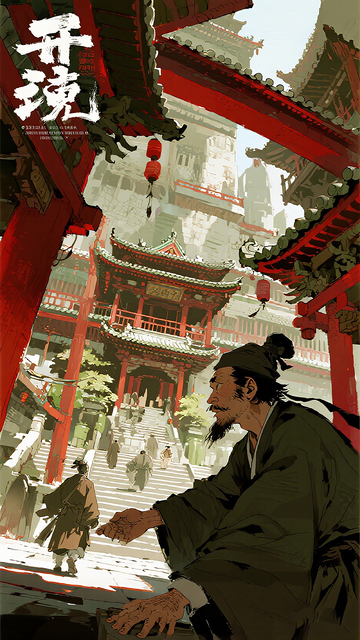 古风武侠寺庙插画