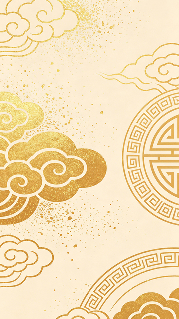 传统金色祥云图案设计