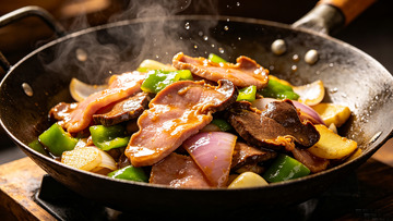 洋葱炒牛肉摄影