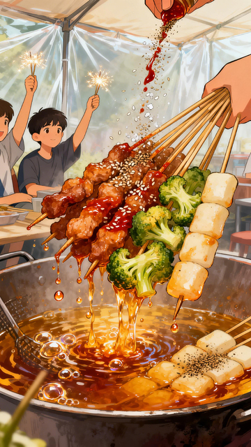 动漫风烧烤美食插画设计素材