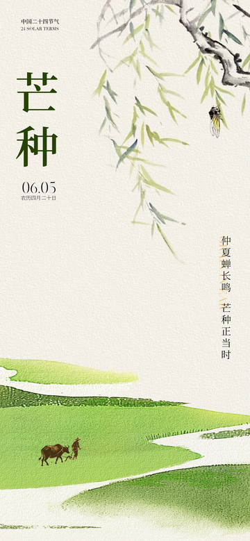 水墨中国风芒种节气海报设计素材