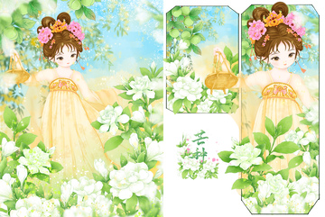 古风芒种节气仙女少女花卉插画设计素材