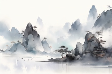 水墨山水自然美景