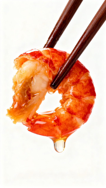 筷子夹虾美味诱人