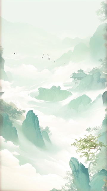青蓝色远山简约背景