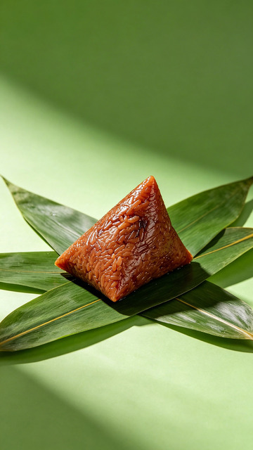 绿叶衬托粽子美味