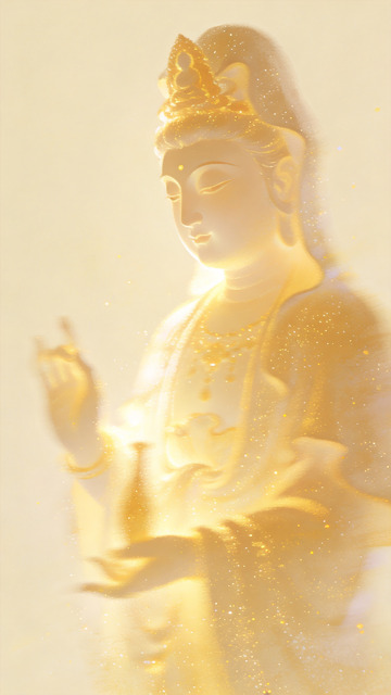 朦胧感插画金色观世音菩萨1