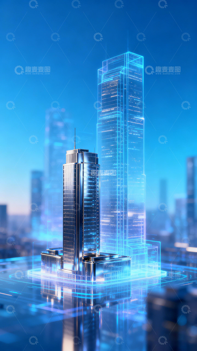 高清大图下载【趣麦麦图】-未来科技城市高楼蓝图