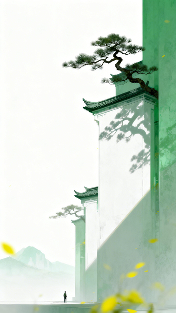 古风园林意境插画