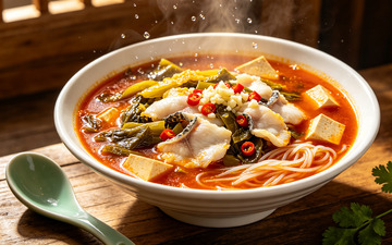 香辣鱼片汤粉美食摄影