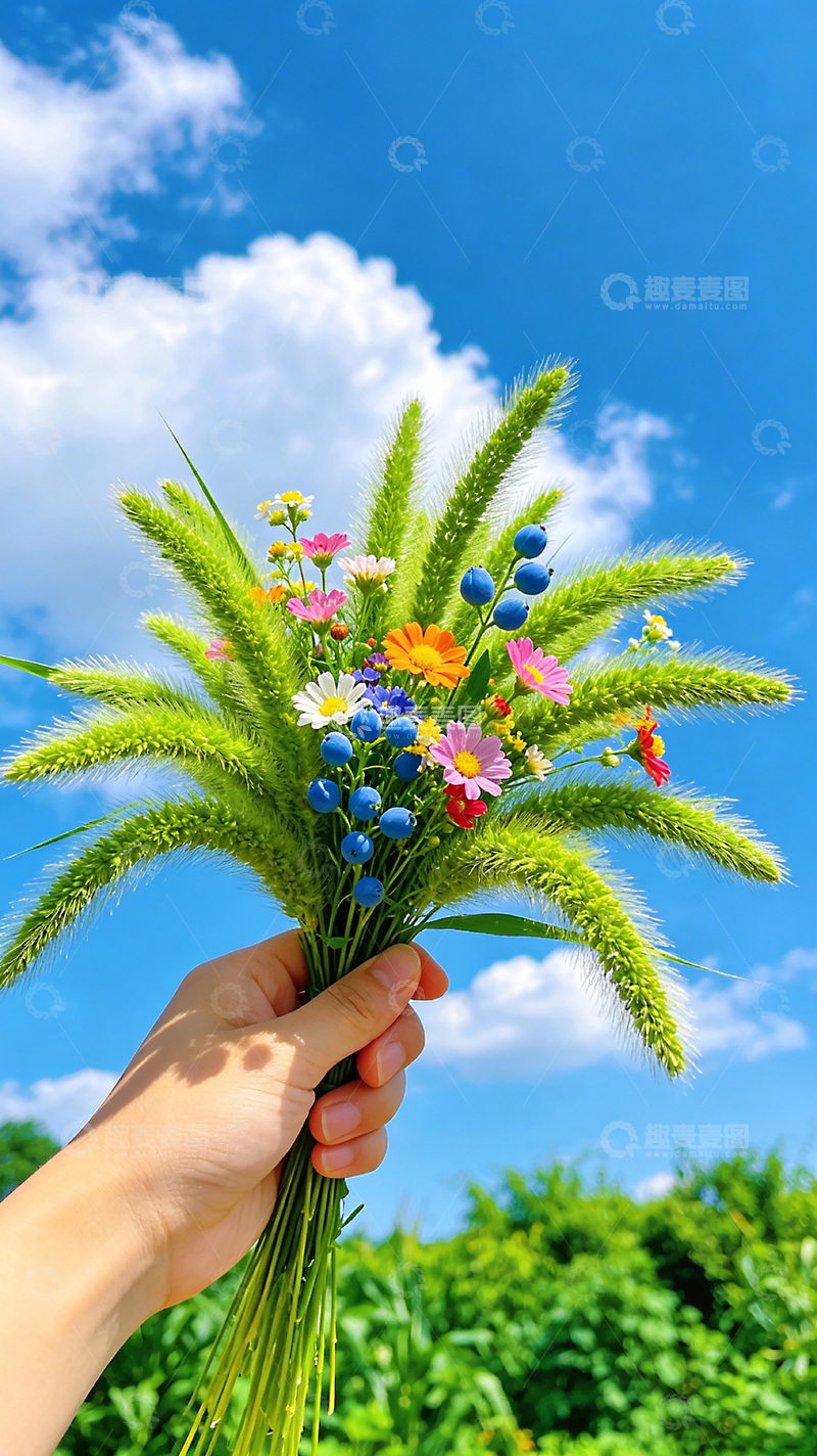 高清大图下载【趣麦麦图】手握着一束鲜花