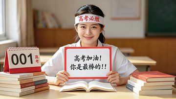 高考励志学生书桌课室自习鼓励场景