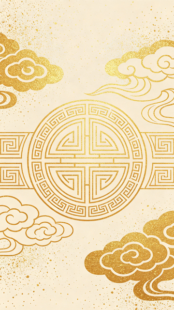 金色祥云传统图案装饰设计