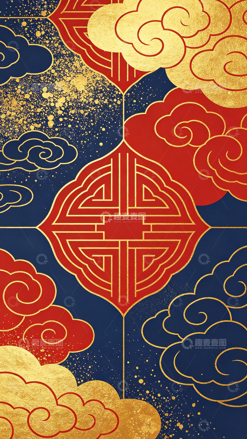 高清大图下载【趣麦麦图】-中国风祥云图案装饰