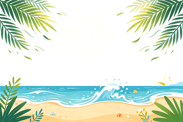 夏日海滨风景插画