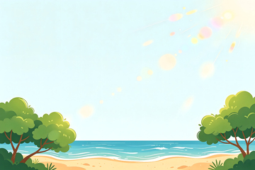 夏日海滨风光插画