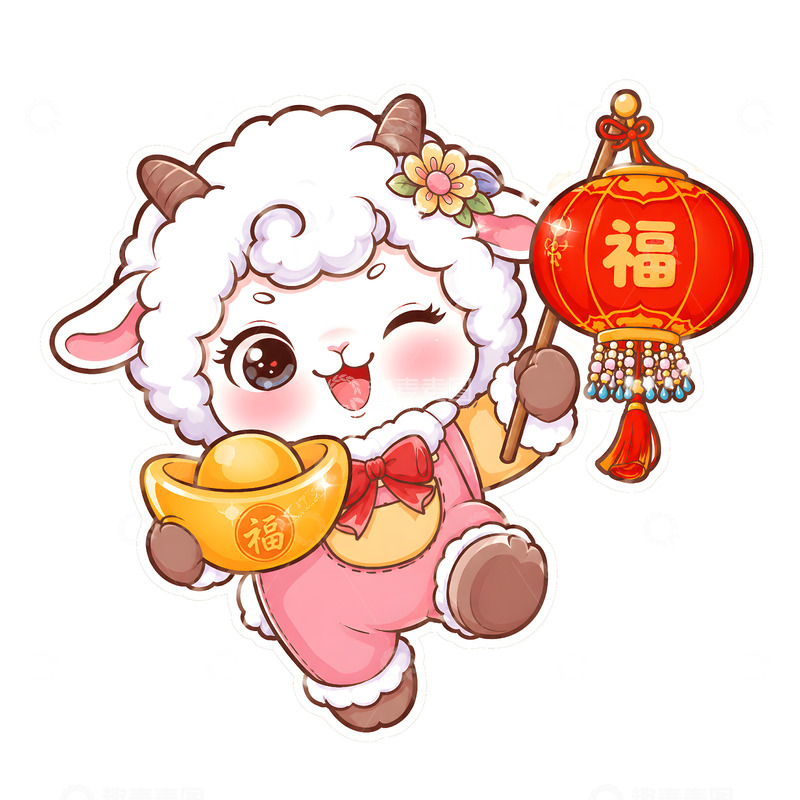 高清大图下载【趣麦麦图】-2027年羊年卡通生肖羊插画