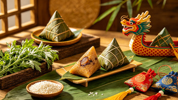 端午节粽子龙舟传统美食场景