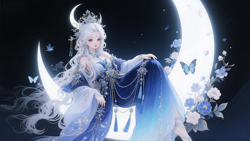 梦幻月宫仙女插画壁纸素材