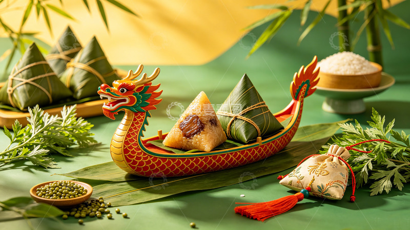 高清大图下载【趣麦麦图】端午龙舟粽香创意摄影
