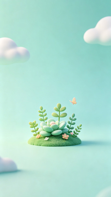 微缩景观梦幻植物插画