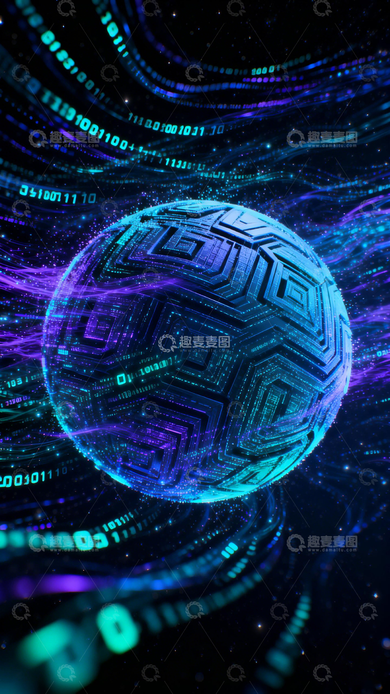 高清大图下载【趣麦麦图】科技风数字球体未来感背景