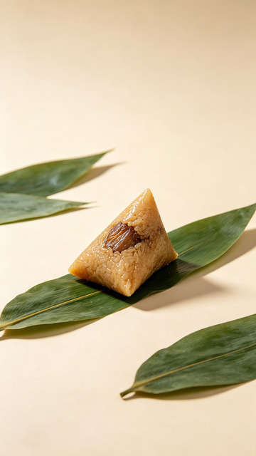 粽子绿叶背景美食摄影