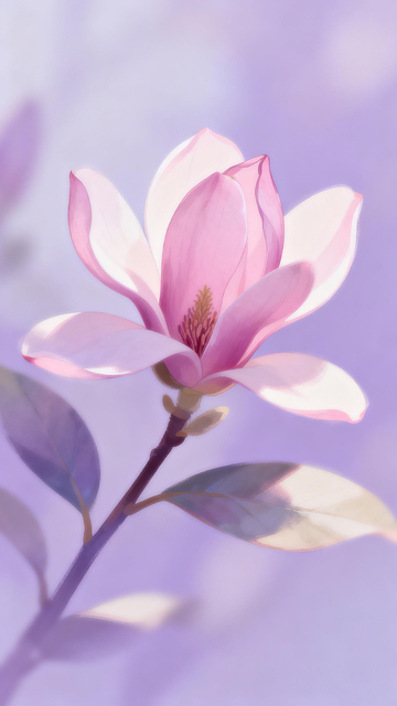 粉色玉兰诗意插画