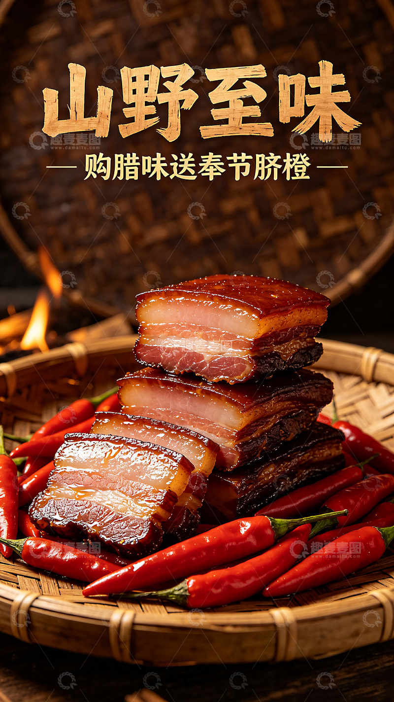 高清大图下载【趣麦麦图】购腊味送奉节脐橙