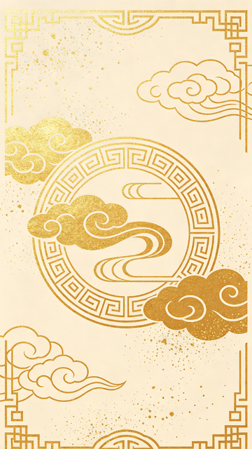 金色传统云纹图案装饰设计