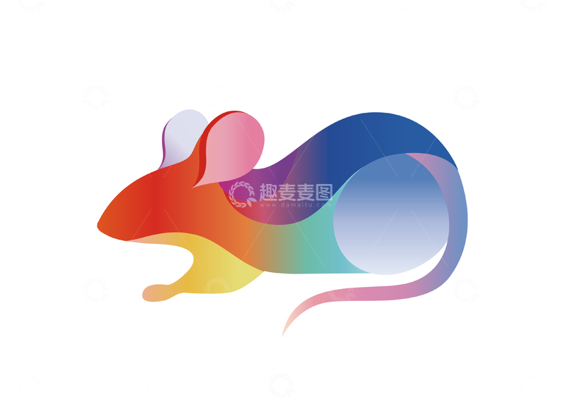 源文件下载【趣麦麦图】-彩虹色老鼠抽象艺术矢量图