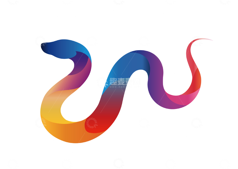 源文件下载【趣麦麦图】-渐变色彩流畅曲线抽象标志设计