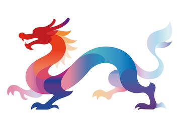 彩色渐变中国龙艺术图案
