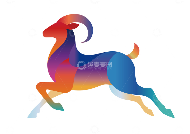 源文件下载【趣麦麦图】彩虹羊艺术插画