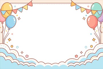 卡通气球庆祝边框设计模板