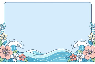 海洋花卉边框设计模板