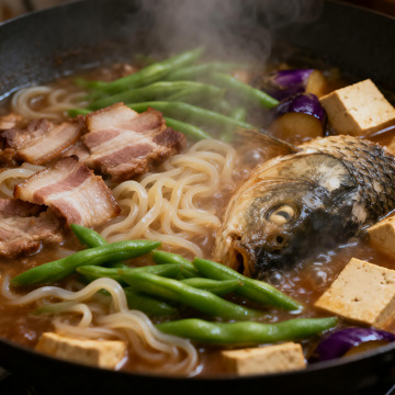 东北菜铁锅鱼杂烩特写1