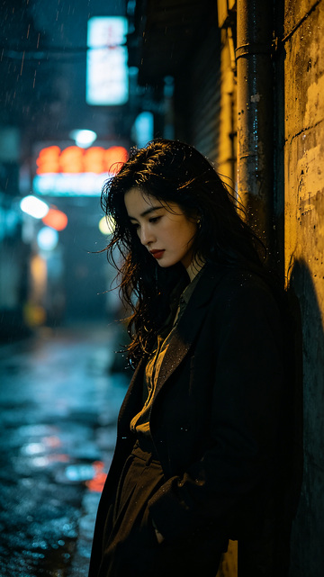夜晚孤独的在城市街道的一隅