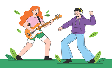 卡通风格音乐演出矢量插画