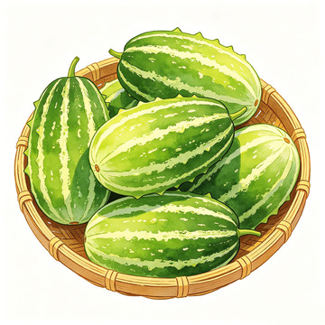 水彩风格瓜果插画设计素材