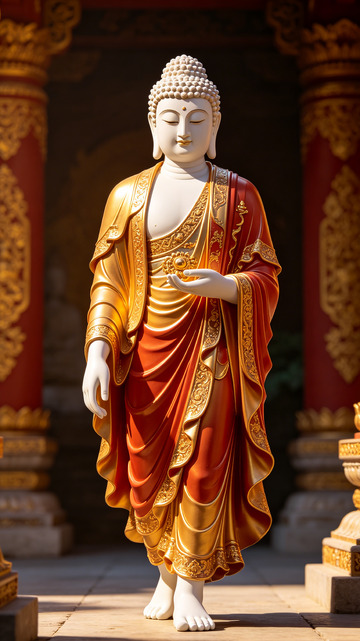 金色佛像庄严庄严佛教雕塑