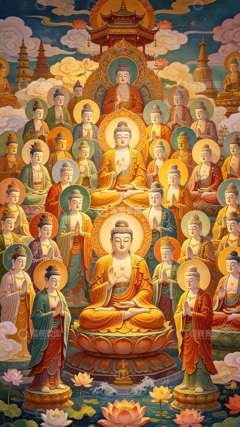 高清大图下载【趣麦麦图】佛教艺术唐卡佛像插画
