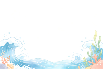 海洋主题边框插画设计素材